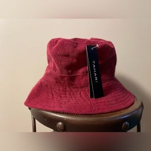 Tahari Velvet Wine Colred Reversible Bucket Hat NWT